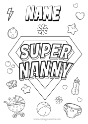 Free colouring Hero Nanny Super badge