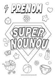 Coloriage à personnaliser Héros Nounou Badge super