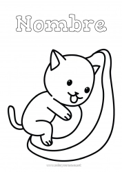 Colorear gratis Lindo Cat Kawaii Alimento Animales Frutas Dibujos fáciles para colorear Perros y gatos Aguacate