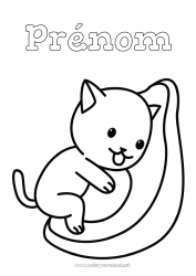 Coloriage gratuit Mignon Chat Kawaii Nourriture Animal Fruits Coloriages faciles Chiens et chats Avocat