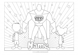 Free drawing Dad Happy feast day ! Girl Boy Hero Intermediate coloring pages Super badge