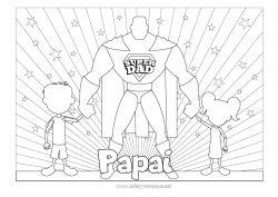 Página de desenho infantil Papai Feliz Aniversário Menina Menino Herói Colorações Intermediárias Emblema super