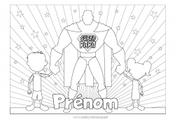 Dessin gratuit Papa Bonne fête Fille Garçon Héros Coloriages intermédiaires Badge super