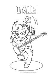 Kolorowanka do personalizacji Dziewczyna Dziecko Muzyka Święto Muzyki Gitara Instrumenty muzyczne Muzyk Zawody artystyczne
