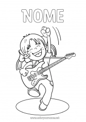 Colorazione gratuita Ragazza Bambino Musica Festa della musica Chitarra Strumenti musicali Musicista Professioni artistiche