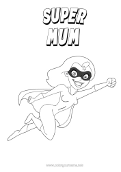 Free colouring Mum Hero Sister Nanny Intermediate colouring sheets