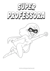 Desenho grátis Mamãe Herói Irmã Babá Colorações Intermediárias