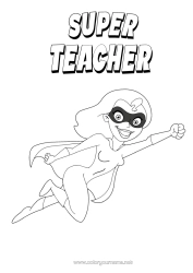 Free colouring Mum Hero Sister Nanny Intermediate colouring sheets