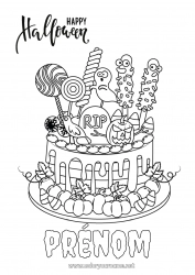 Coloriage gratuit Gâteau Halloween Inscription "halloween"