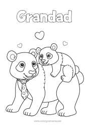 Free colouring Bear Dad Animal Intermediate colouring sheets Forest animals