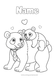 Free colouring Bear Dad Animal Intermediate colouring sheets Forest animals