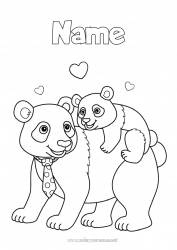 Free drawing Bear Dad Animal Intermediate coloring pages Forest animals