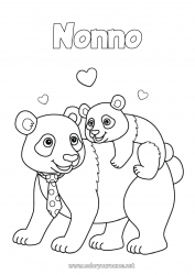 Pagina da colorare per bambini Orso Papà Animale Disegni intermedi Animali della foresta