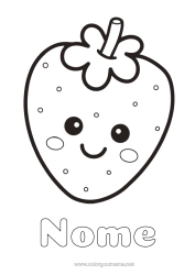 Desenho para personalizar Fofo Kawaii Frutas Desenhos para colorir fáceis Morango