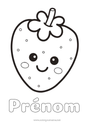 Coloriage à personnaliser Mignon Kawaii Fruits Coloriages faciles Fraise