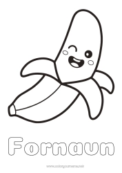 Gratis farvelægning Kawaii Mad Frugter Nem farvelægning Banan