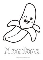 Colorear gratis Kawaii Alimento Frutas Dibujos fáciles para colorear Plátano