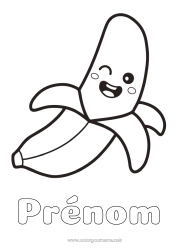 Coloriage gratuit Kawaii Nourriture Fruits Coloriages faciles Banane