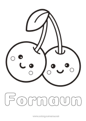 Gratis farvelægning Sød Kawaii Kirsebær Frugter Nem farvelægning