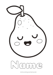 Free colouring Cute Fruit Easy colouring pages Pear
