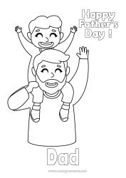 Free colouring Dad Happy birthday Child Easy colouring pages