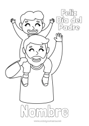 Colorear gratis Papá Feliz día de fiesta Niño Dibujos fáciles para colorear