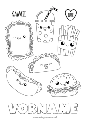 Kostenlose Zeichnung Niedlich Kawaii Essen Getränk Soda Mittelstufenmalvorlagen Hamburger Sandwich