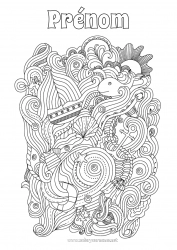 Coloriage gratuit Mandala Été Baleine Mer Bateau Coloriages complexes Animaux marins ou aquatique Ancre marine Bouée Véhicules maritimes