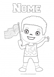 Desenho grátis Menino EUA Bandeira 4 de julho