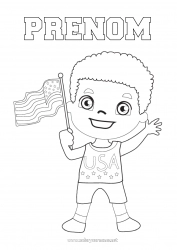 Dessin gratuit Garçon USA Drapeau 4 juillet