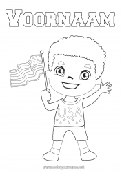 Gratis tekening Jongen VS Vlag 4 juli