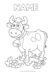 Colouring to customise Summer Animal Cow Farm Animals