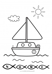 Desenho grátis Verão Mar Veículos Barco Veleiro Veículos marítimos