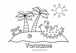 Kostenlose Zeichnung Krokodil Sommer Strand Tier Krebs Palme Meeres- oder Wasserlebewesen Reptilien Insel