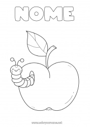 Disegno gratuito Estate Primavera Animale Frutta Disegni da colorare facili Insetti Mela Bruco