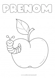 Dessin gratuit Été Printemps Animal Fruits Coloriages faciles Insectes Pomme Chenille