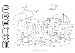 Coloriage gratuit Oiseau Été Plage Mer Animal Crabe Animaux marins ou aquatique Oiseaux et mammifères volants
