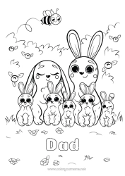 Free colouring Cute Rabbit Child Animal Forest animals Adult Family
