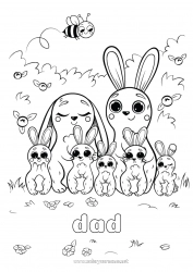 Child coloring page Cute Bunny Child Animal Forest animals Adult Family