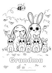 Free coloring Cute Bunny Child Animal Forest animals Adult Family