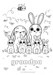 Child coloring page Cute Bunny Child Animal Forest animals Adult Family