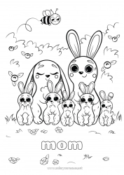 Child coloring page Cute Bunny Child Animal Forest animals Adult Family