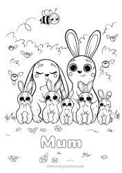 Free colouring Cute Rabbit Child Animal Forest animals Adult Family