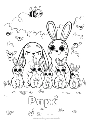Colorear gratis Lindo Conejo Niño Animales Animales del bosque Adulto Familia