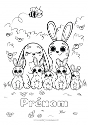 Coloriage gratuit Mignon Lapin Enfant Animal Animaux de la forêt Adulte Famille