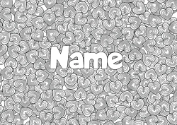 Free colouring Heart Decorated name Complex colouring pages