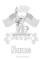 Colouring to customise United States Of America Statue Of Liberty Flag 4Th Of July Monument