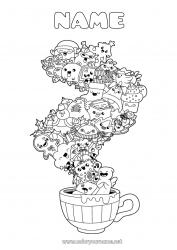 Free coloring Cute Christmas Kawaii Mug Drinks