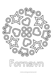 Gratis tegning Hjerte Mandala Kronen Epifani. Enkle fargelegginger