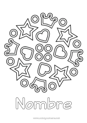Colorear gratis Corazón Mandala Corona Epifanía Dibujos fáciles para colorear